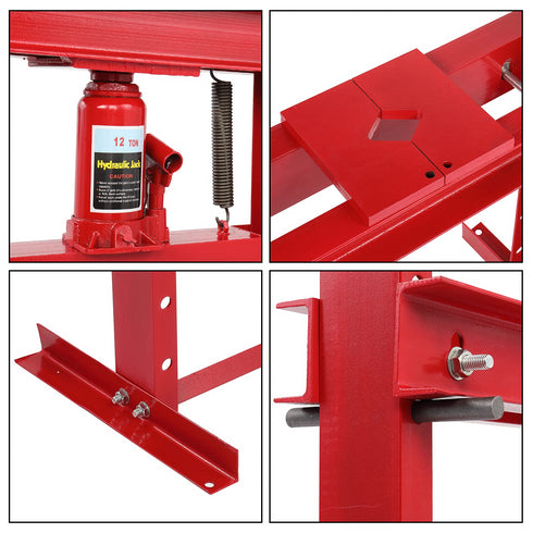 TUFFIOM 12-Ton Hydraulic Shop Press with Press Plates Adjustable Working Table Height